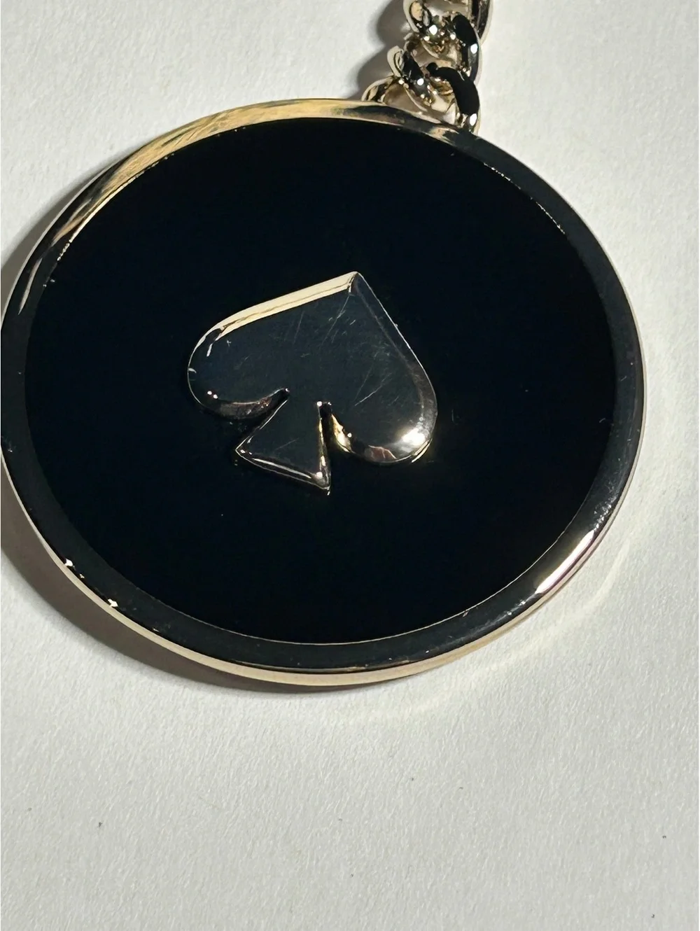 Kate Spade New York Enamel Black And Gold Keyring Fob